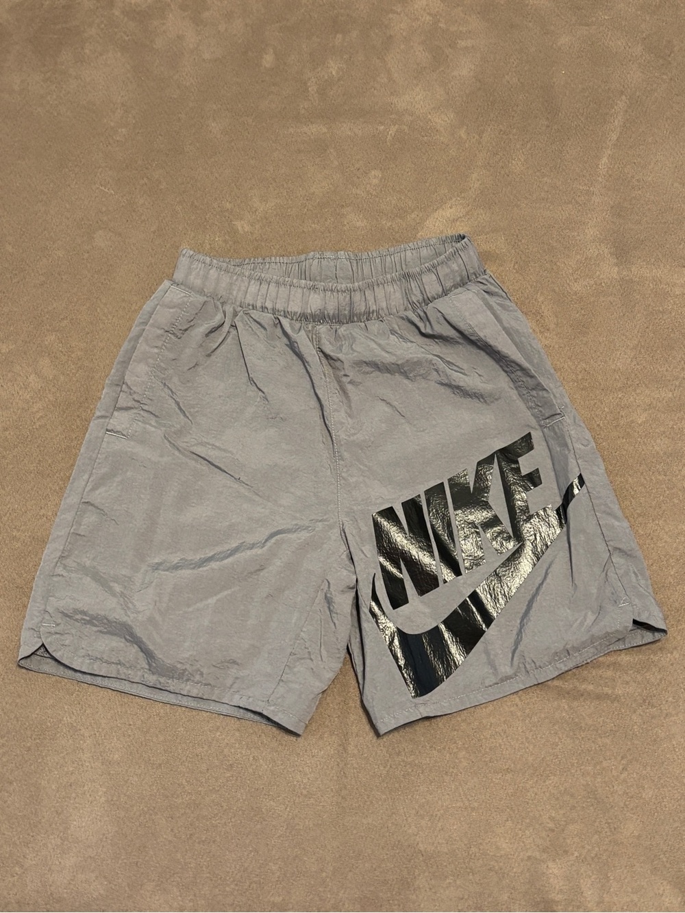 Nike Light Gray Shorts with Black Logo